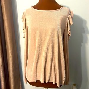 Super Cute Cold Shoulder Long Sleeve Shimmer Blouse L